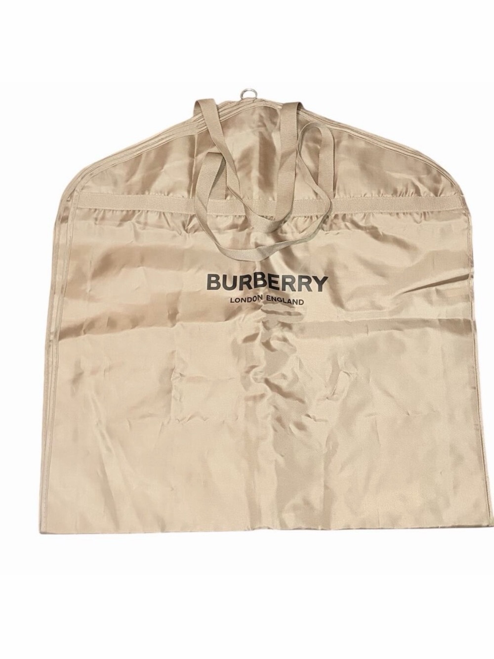 Authentic Burberry Garment Bag Travel Suit Cover in Dark Tan Gold Tone Nylon